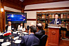 French Korean Chamber of Commerce and Industry (FKCCI) Chairman David-Pierre Jalicon, right, speaks during a reception commemorating the 40th anniversary of the FKCCI and 140th anniversary of diplomatic ties between Korea and France at the National Assembly's Sarangjae Hall in Yeouido, western Seoul, on May 20. [FKCCI]