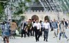 Office workers walk across Gwanghwamun Square in Jongno District, central Seoul on May 20, 2025. [YONHAP]