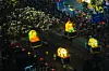 Lanterns shaped like children, back row, an elephant, left in the front row, and a mythological creature proceed down a street in Jongno District, central Seoul, on May 16 during celebrations preceding Buddha’s Birthday, which falls on May 24 this year. [NEWS1]