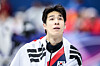 Hwang Dae-heon of Korea celebrates finishing second in Final A of the men's 1,500 meter short track speed skating event during the 2026 Winter Olympic Games at the Milano Ice Skating Arena in Milan, Italy. [TASS/YONHAP]