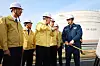 President Lee Jae Myung, third from left, conducts an on-site inspection at a strategic oil reserve facility operated by Korea National Oil Corporation in Seosan, South Chungcheong, on March 26. [NEWS1]