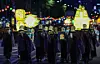 Monks hold up lanterns during a parade in Jongno District, central Seoul, on May 16 to celebrate Buddha’s Birthday, which falls on May 24 this year. [NEWS1]