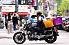 A delivery rider navigates roads in Seoul on June 3. On the same day, the Ministry of Land, Infrastructure and Transport began requiring delivery workers to subscribe to commercial transport insurance as part of efforts to establish a safer delivery work environment. Workers without coverage will be barred from entering into employment or consignment contracts with delivery companies. [YONHAP]
