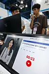 International job seekers participate in an AI-powered mock interview at the 2026 Global Talent Fair held at Coex in Gangnam District, southern Seoul, on June 1. [NEWS1]