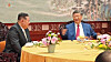 North Korean leader Kim Jong-un, left, and Chinese President Xi Jinping attend a dinner hosted by Xi in Beijing on Sept. 6, 2025, in this screengrab from the state-run Korean Central Television. [YONHAP]