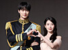 Actors Byeon Woo-seok, left, and IU pose for photos during a press conference for MBC's romance series ″Perfect Crown″ in Gangnam District, southern Seoul, on April 6. [YONHAP]