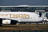 An Emirates plane from Dubai with German tourists that evacuated amid the U.S.-Israeli conflict with Iran is seen at Frankfurt Airport on March 3. [REUTERS/YONHAP]