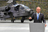 Polish Prime Minister Donald Tusk speaks at the signing of offset agreements with Lockheed Martin, which will initiate technology implementation and the development of full support infrastructure for Apache helicopters in Lodz, Poland, on March 23. [REUTERS/YONHAP]