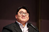 Bang Si-hyuk, Chairman of HYBE, speaks during a debate hosted by the Kwanhun Club in Seoul on March 15, 2023. [REUTERS/YONHAP]