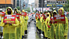 Members of the Kakao branch of the Korean Chemical, Textile, Food and Allied Industries Workers Union hold a rally titled “Resolution Meeting for Victory in the 2026 Wage and Collective Bargaining Negotiations” at Pangyo Station Plaza in Seongnam, Gyeonggi, on May 20. [YONHAP]
