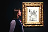 The artwork 'Nu debout et femmes assises' by Pablo Picasso is displayed during a media preview for 'The Art of the Surreal, Evening Sale' at Christie's auction house in central London on Feb. 25. [AFP/YONHAP]