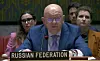 Russia’s ambassador to the United Nations Vasily Nebenzya speaks during a Security Council meeting in New York on April 30. [SCREEN CAPTURE]