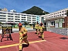Fire authorities search a high school in Busan on Aug. 29, 2025, after receiving a report that an explosive device had been planted there. [BUSAN METROPOLITAN POLICE AGENCY]