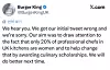 Burger King UK's apology uploaded to X, formerly known as Twitter [SCREEN CAPTURE]