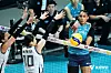 Kixx player Gyselle Silva, right, attacks during a match on April 5 [KOREA VOLLEYBALL FEDERATION]