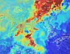 Satellite imagery shows air quality conditions over East Asia on April 2, when fine dust levels were high. A high-pressure system positioned near China drives clockwise winds, carrying pollutants from northern China northward on southwesterly winds before redirecting them southeast into the Korean Peninsula on northwesterly winds. [NIER]