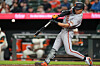 The San Francisco Giants' Lee Jung-hoo hits a two-run home run during the seventh inning of a baseball game against the Baltimore Orioles in Baltimore on April 10. [AP/YONHAP]