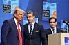 U.S. President Donald Trump, left, U.S. Secretary of Defense Pete Hegseth, center, and U.S. Secretary of State Marco Rubio attend a press conference at the NATO summit in The Hague, Netherlands, on June 25, 2025. [REUTERS/YONHAP]