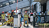 Authorities conduct a joint inspection in connection with the Anjun Industrial fire in Daejeon on March 23. [NEWS1]