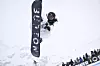 Snowboarder Choi Ga-on does a trick during the snowboard half-pipe competition at the FIS Snowboard, Freestyle and Freeski World Championships in St. Moritz, Switzerland, March 29, 2025. [AP/YONHAP]
