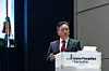 Lee Sung-soo, president of the Hanwha Foundation of Culture, speaks during a press conference for the opening of the Centre Pompidou Hanwha at the venue in Yeouido, western Seoul on May 19. [CENTRE POMPIDOU HANWHA]