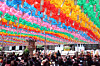 Colorful lanterns carrying written wishes hang throughout Sinheungsa in Sokcho, Gangwon, on Buddha’s Birthday on May 24. [YONHAP]
