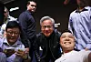 Nvidia CEO Jensen Huang, center, poses for photos with attendees during Computex in Taipei, Taiwan, on June 2, 2026. [AFP/YONHAP]