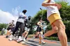 Participants of the ″MY PACE Hangang Triathlon Festival″ run along the Han River in eastern Seoul on June 1, 2025. [NEWS1]