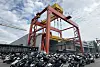 Baek Ho-seon, head of Hyundai Heavy Industries' branch of the Korea Metal Worker's Union, occupies a turnover crane on Sept. 10, 2025, to urge wage negotiations. [KOREA METAL WORKERS' UNION]