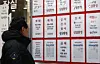 Notices on apartments up for sale are seen posted outside a real estate office in Songpa District, southern Seoul, on March 8. [NEWS1]