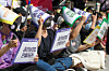 Protesters demand safe abortion rights in Jongno District, central Seoul, on April 10, 2022. [NEWS1]