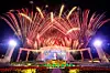 The'KPop Demon Hunters' sing-along fireworks show takes place at Everland in Yongin, Gyeonggi on Oct. 27, 2025. [NEWS1]