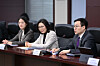 Trade Minister Yeo Han-koo, right, speaks at the 55th trade promotion meeting held in Seoul on March 20. [MINISTRY OF TRADE, INDUSTRY AND ENERGY]