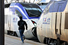 A passenger runs to board a KTX train at Seoul Station on March 7. [NEWS1]