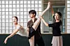 From left, Yeom Da-yeon, Yeom Ji-hoon and Saori Hara pose for the camera at the Ballet West ballet academy in Jongno District, central Seoul. [JOONGANG SUNDAY]