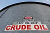 A sticker on the side of an oil storage tank in Mentone, Texas on Nov. 22, 2019 [REUTERS/YONHAP]