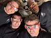 The Artemis II crew: Counterclockwise from top left: Mission Specialist Christina Koch, Mission Specialist Jeremy Hansen, Commander Reid Wiseman and Pilot Victor Glover pose with eclipse viewers during a lunar flyby on April 6. [AP/NASA/YONHAP]