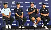 An Byeong-hun, third from left, answers questions at a press conference ahead of the LIV Golf Korea tournament at Asiad Country Club in Busan on May 26. [JOONGANG ILBO]