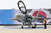 The KF-21 fighter jet at the launching ceremony at the Korea Aerospace Industries headquarters in Sacheon, South Gyeongsang, on March 25. [JOINT PRESS CORPS]