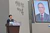 Prime Minister Kim Min-seok delivers a commemorative speech at a repatriation ceremony for the remains of independence activist Lee Ha-jun at the Seoul National Cemetery in Dongjak District, southern Seoul, on April 21. [YONHAP]