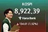 A screen in Hana Bank's trading room in central Seoul shows the Kospi opening on June 2. [YONHAP]