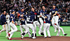 Korean players celebrate their 7-2 win over Australia in the teams' Pool C game at the World Baseball Classic at Tokyo Dome in Tokyo on March 9. [NEWS1]