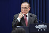 National Security Adviser Wi Sung-lac prepares for a press briefing on the HMM Namu vessel's explosion near the Strait of Hormuz at the presidential office press room in Jongno District, central Seoul, on May 11. [YONHAP]