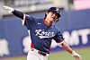 Kim Do-yeong of Korea celebrates after hitting a three-run home run against the Orix Buffaloes during an exhibition game ahead of the World Baseball Classic at the Kyocera Dome in Osaka on March 3. [YONHAP]