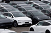 Tesla electric vehicles are pictured at one of the company's delivery centers in Valenton, France, on April 24, 2025. [REUTERS/YONHAP]
