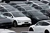 Tesla electric vehicles are pictured at one of the company's delivery centers in Valenton, France, on April 24, 2025. [REUTERS/YONHAP]