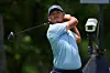 Kim Si-woo hits off the ninth tee during the final round of the CJ Cup Byron Nelson 2026 golf tournament in McKinney, Texas, on May 24. [AP/YONHAP]