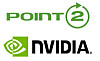 The logos of Point2 Technology, top, and Nvidia [POINT2 TECHNOLOGY/NVIDIA]