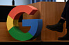 A Google sign is pictured during the company's presentation of a detailed investment plan for Germany outside the Google office in Berlin in 2021. [REUTERS/YONHAP]