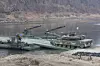 A K1A2 tank from the Capital Mechanized Infantry Division crosses a pontoon bridge during a Korea-U.S. combined river crossing drill on the Imjin River in Yeoncheon, Gyeonggi, on March 14. [YONHAP]
